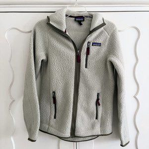 Patagonia retro pile nomad hooded fleece jacket ivory size small